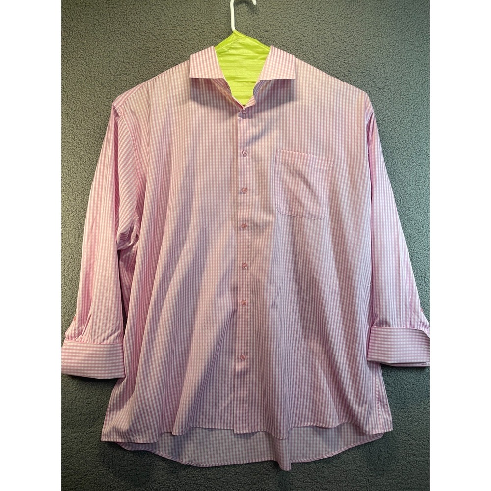 Karl Knox Dress Shirt Size 19.5 36/37 ‎ Mens Plaid Long Sleeves